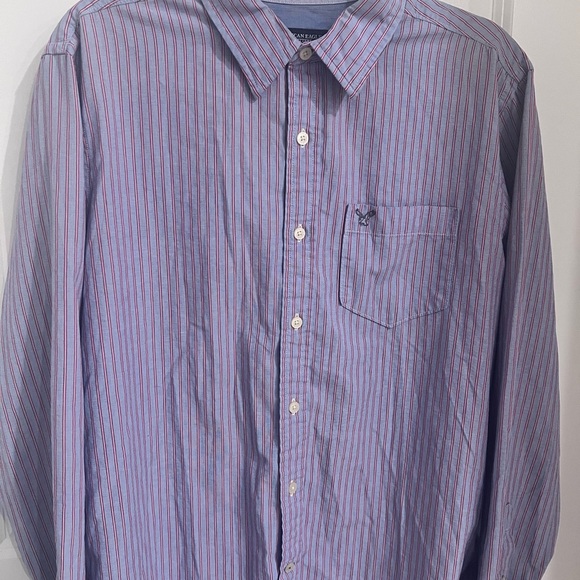 American Eagle Outfitters Purple Casual Button Down Shirt - Picture 3 of 9